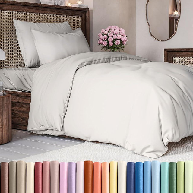 Duvet Cover Twin/Twin XL Size - Extra Soft Twin/Twin XL Size Duvet Cover - Breathable, Easy Care and Fade Free with Zipper Closures & Ties - 68" x 90" Inches - (French Grey) Comforter Not Included