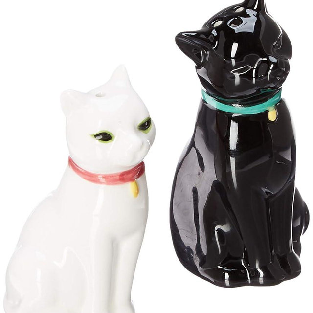 Abbott Collection Cuddling Cat Salt & Pepper-3.75" H, 3.75 inches high