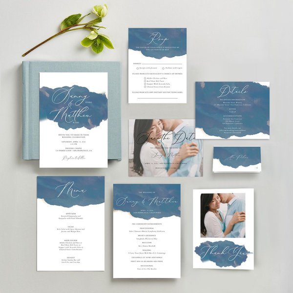 Opaline Classic | Teal Blue | Zola Wedding Invitations