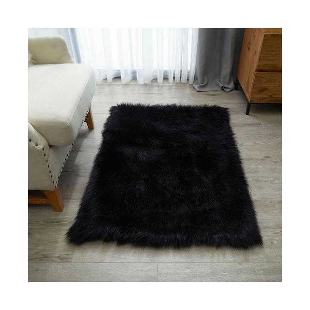 Enrica Sheepskin Faux Fur Shaggy Accent Rug, 46" x 30"