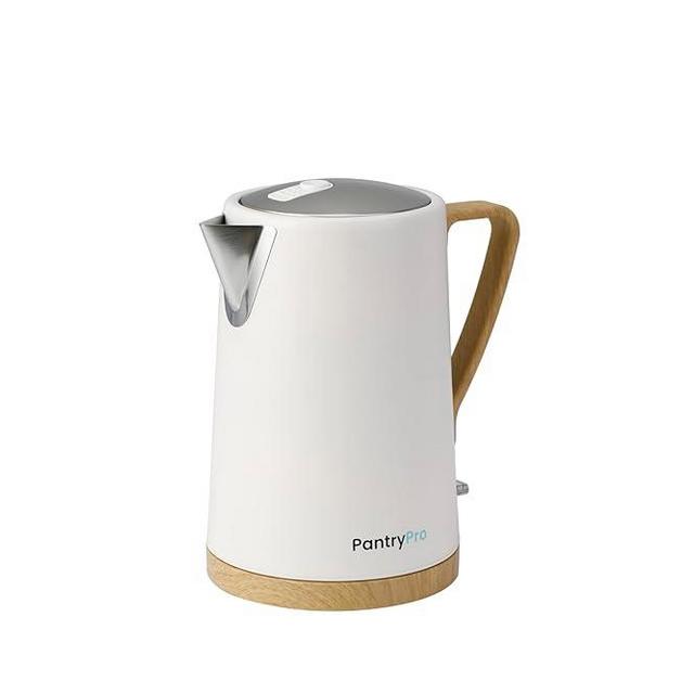 PantryPro 1.7L 1500W Rapid-Boil Electric Kettle - Stainless Steel Interior - Auto Shut-Off, Boil-Dry Protection, LED Indicator, Wide Opening - White