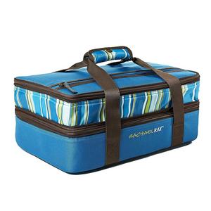 Rachael Ray Expandable Lasagna Lugger, Double Casserole Carrier for Potluck Parties, Picnics, Tailgates - Fits two 9"x13" Casserole Dishes, Marine Blue Stripe