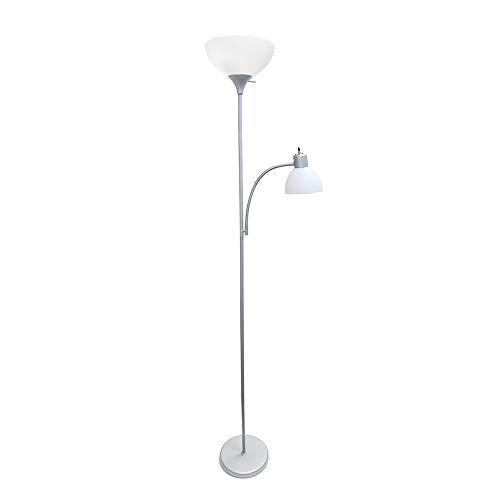 Simple Designs Home LF2000-SLV Simple Designs Floor Lamp with Reading Light, Silver