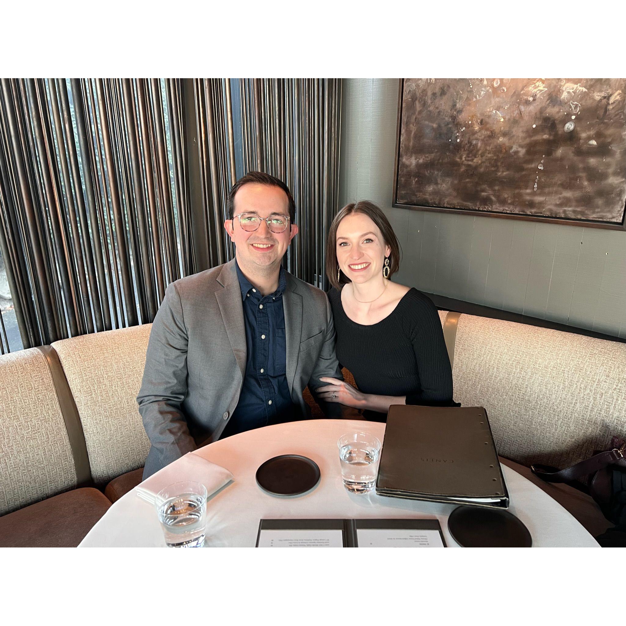 Celebrating our engagement at Canlis!