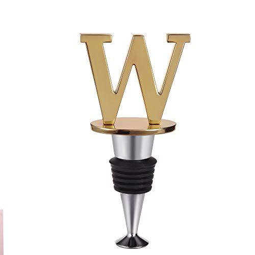 Wine and Beverage Bottle Stopper With Gold Finish (Letter W)