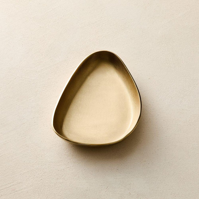 Organic Metal Tray, Light Brass, Small Trinket Tray, 8"W x 5"D