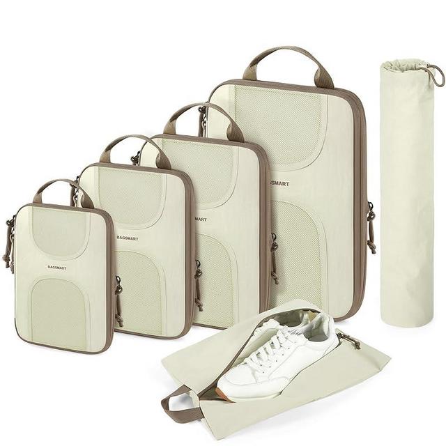 Compression Packing Cubes for Travel, BAGSMART 6 Set Packing Cubes for Suitcases, Lightweight Suitcases Organizers Bag Set & Compression Travel Cubes, Travel Essentials Packing Organizers