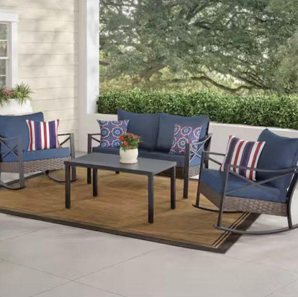 Hampton Bay Mayfield Park 4-Piece Wicker Patio Deep Seating Set With Cushion SH25S2406G