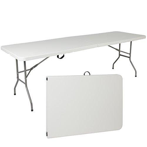 Best Choice Products 8ft Folding Portable Plastic Table for Indoor, Outdoor, Picnic, Party w/ Handle & Lock - White