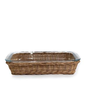 Natural Rattan & Glass Dish