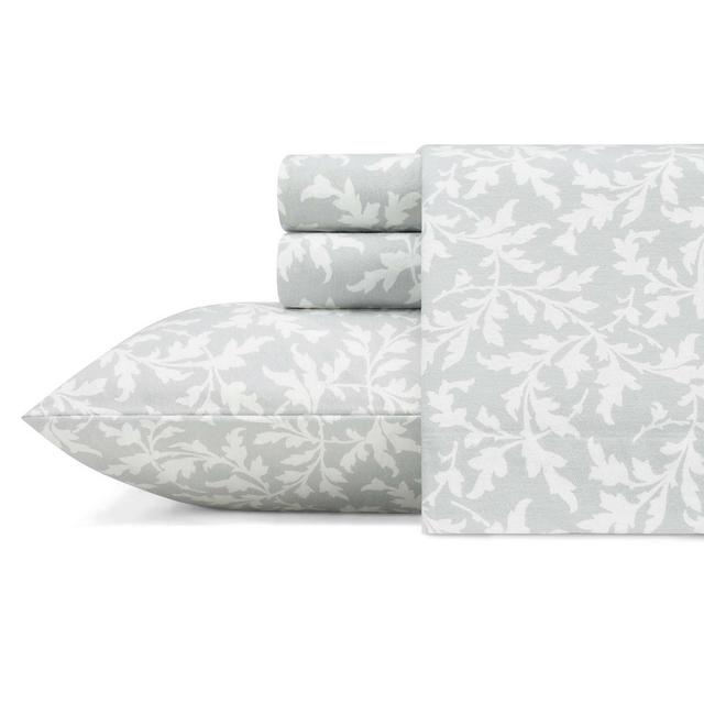 King Printed Pattern Flannel Sheet Set Dove Gray - Laura Ashley