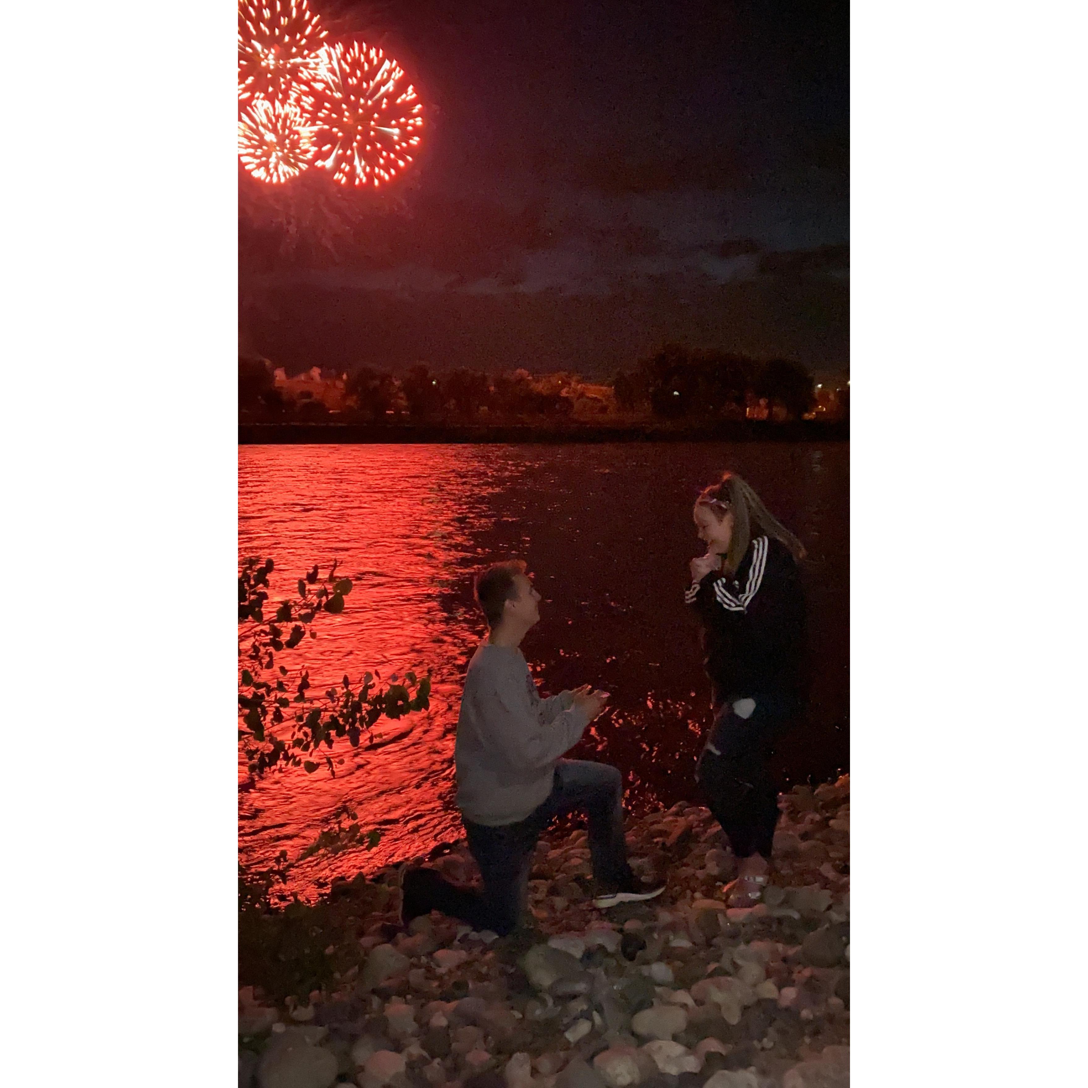 Mitch proposed underneath the fireworks which is a moment they will never forget.