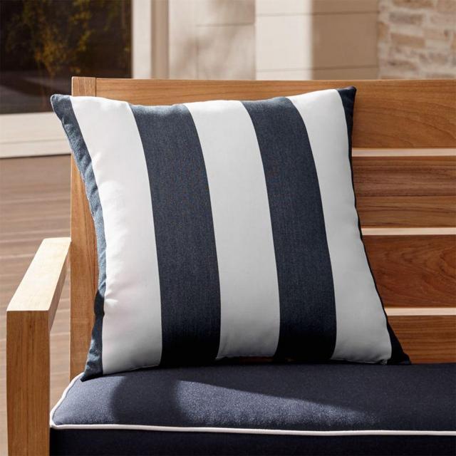 Sunbrella ® Cabana Stripe Navy 20" Sq. Outdoor Pillow