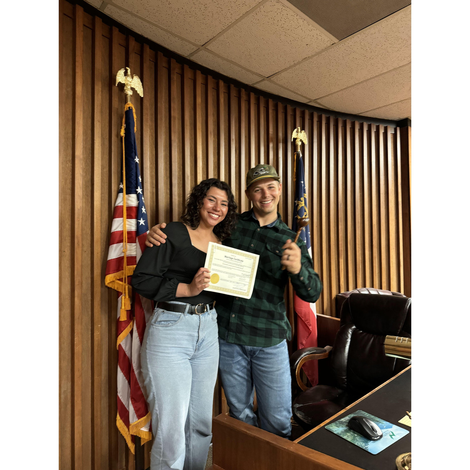 The Judge let Ethan hold the mantel