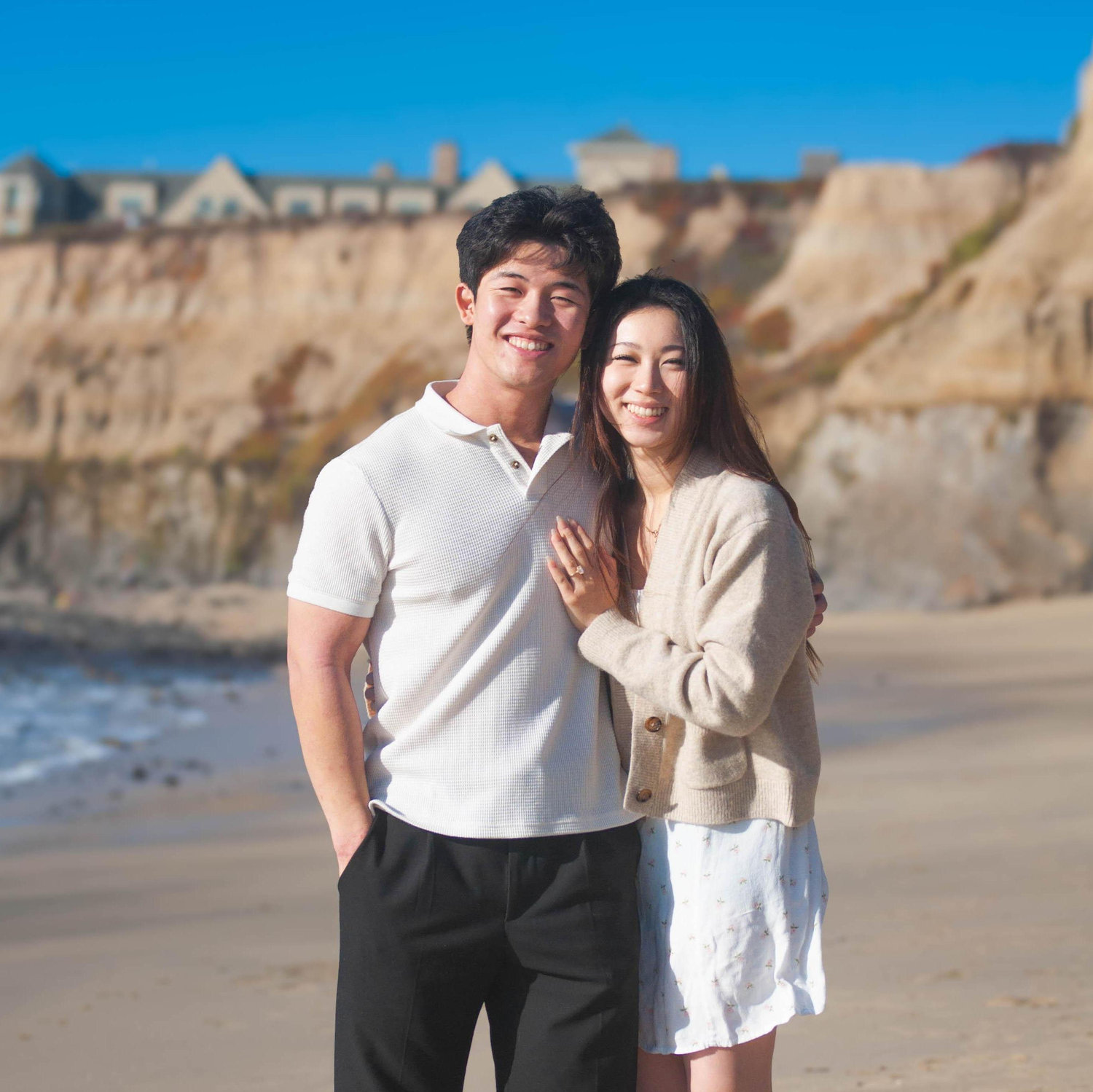 Isaac's proposal on Manhattan Beach - the same place Isaac and Nicole took their high school grad photos before they knew each other