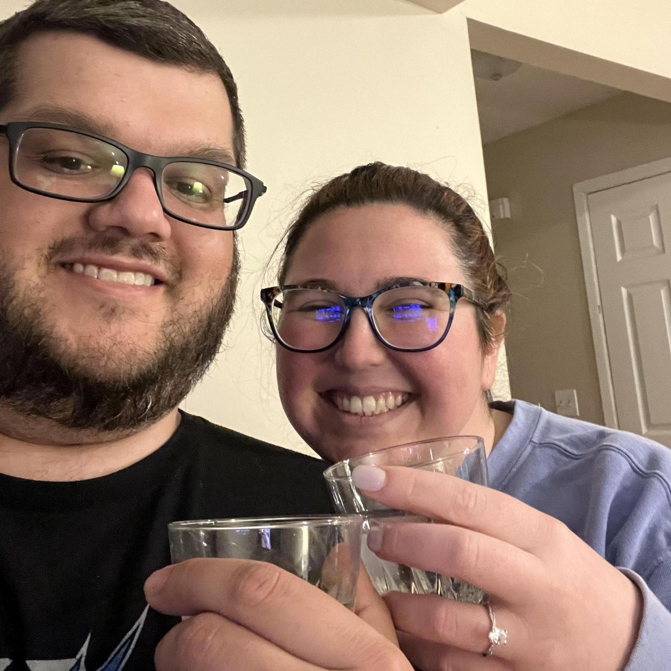 Having some prosecco to celebrate being engaged after the work day was complete! 4.17.2024