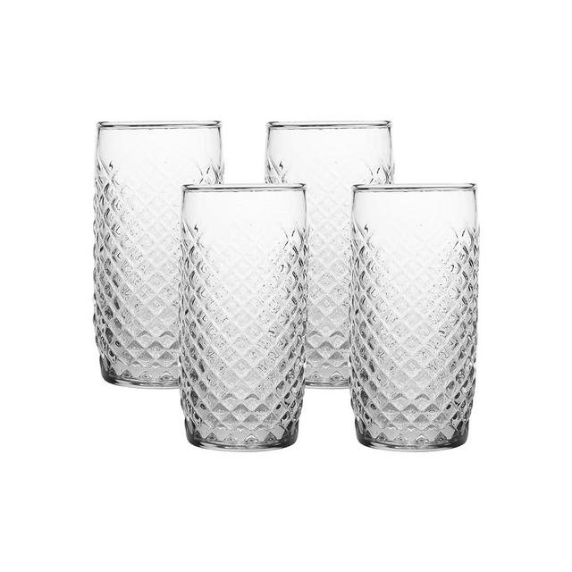 Anchor Hocking Cross Hatch Highball Drinking Glasses (4-Pieces, 16.5-ounce, dishwasher safe)