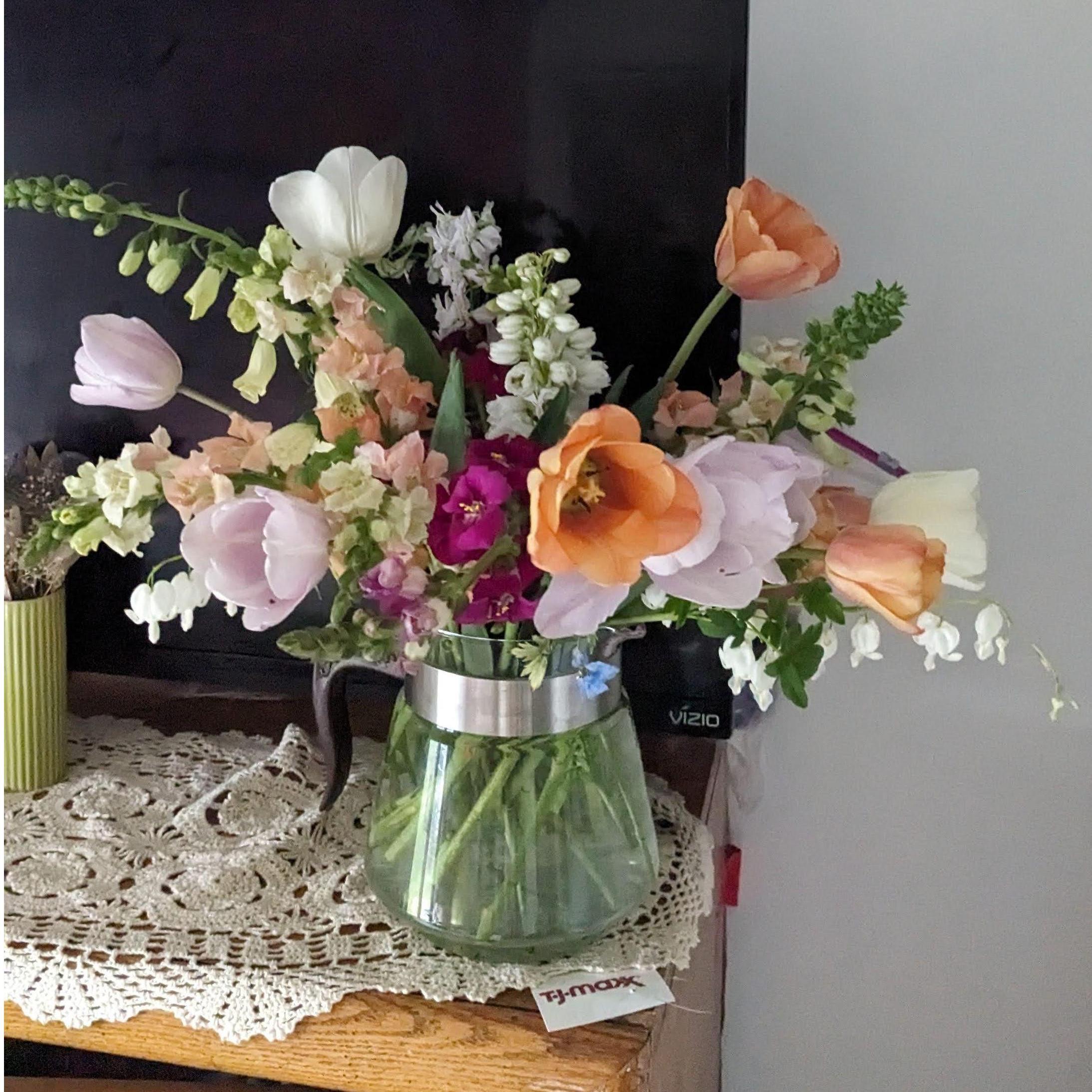 Liz's wedding bouquet 3 days after the wedding, still glorious as ever!