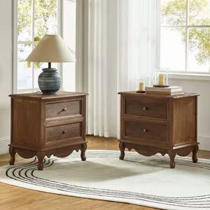 Elpenor 24"Wx16"Dx24"H Tall 2 - Drawer Walnut Nightstand Set of 2