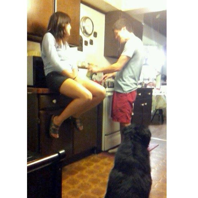 Meli (and Bessie) spying on  us when they first met Nate