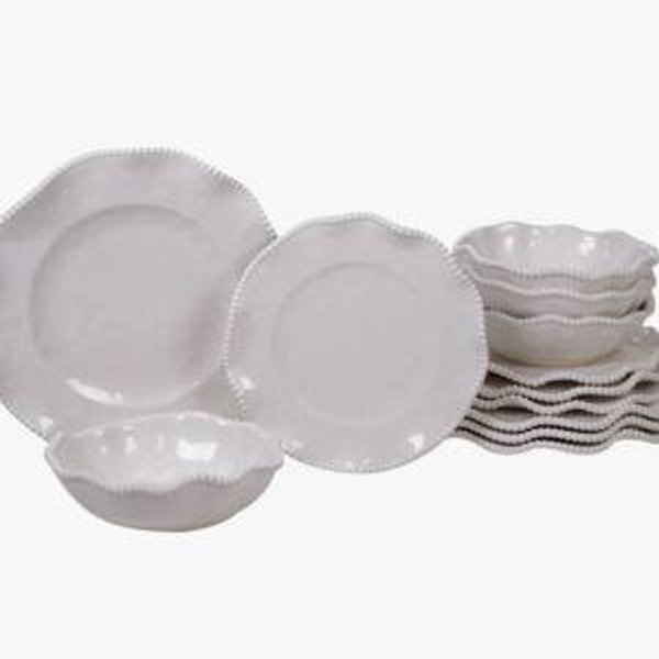 Certified International Perlette 12 Piece Melamine Dinnerware Set, Service For 4 - Cream
