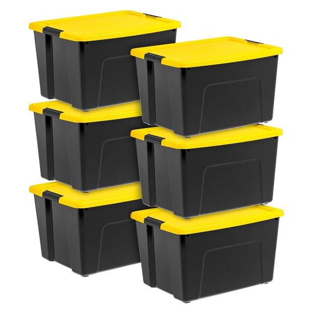 IRIS 60qt 6pk Latching Storage Bin Black
