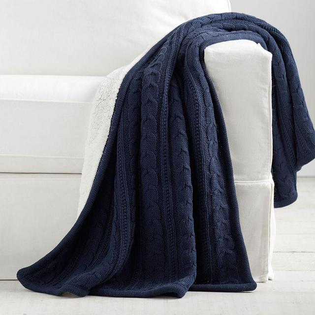 Cozy Cable Knit Throw, 50 x 60", Sailor Blue