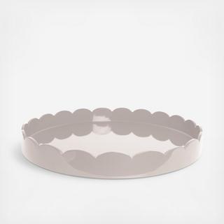 Large Round Lacquer Scalloped Tray