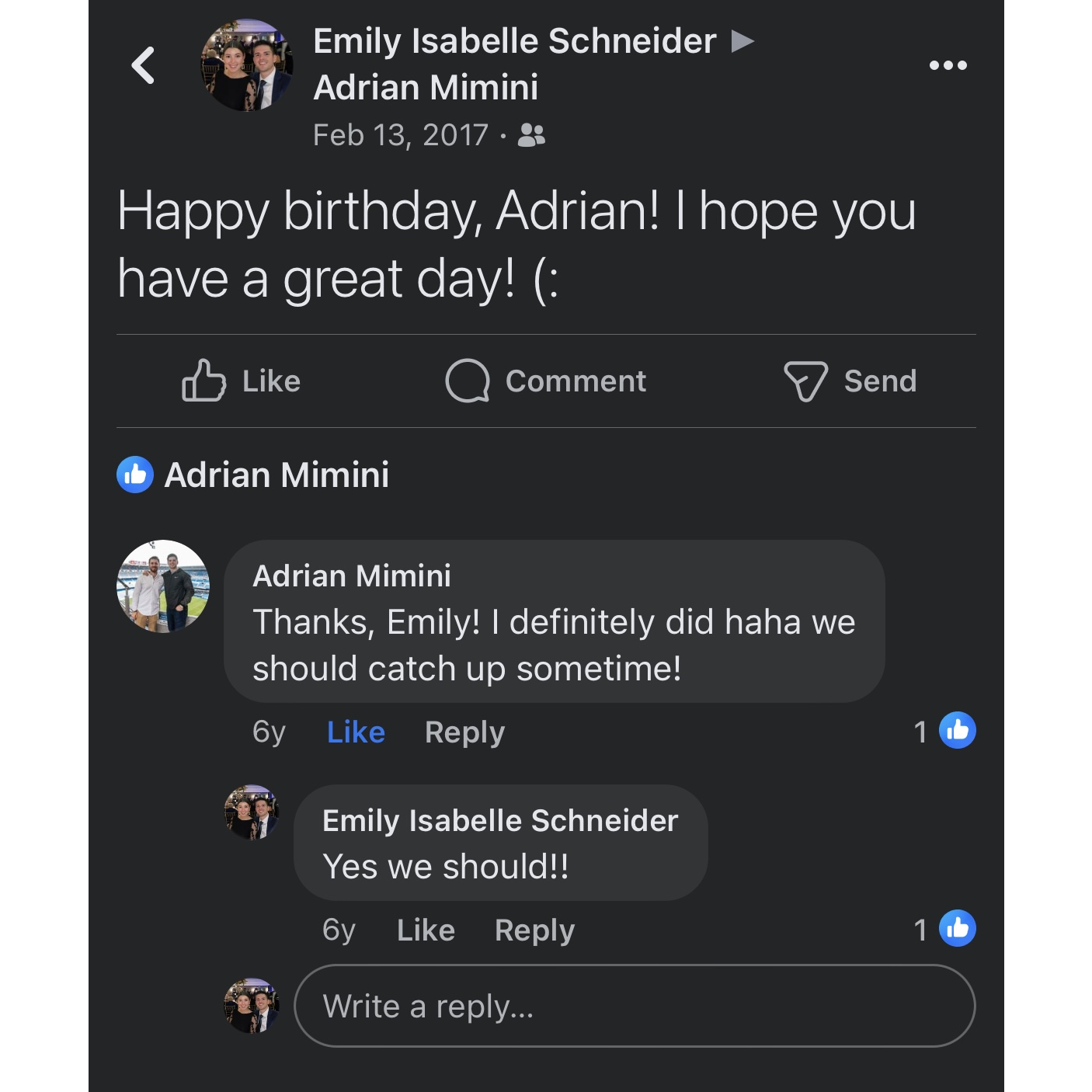 The Facebook birthday message that started it all! :)