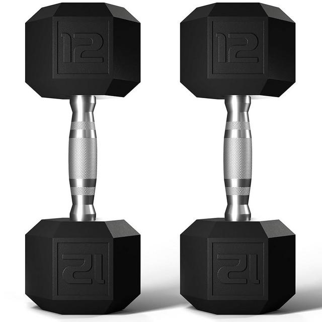 GRETERST Dumbbells Set Rubber Coated Hex Hand Weights Exercise & Fitness for Home Gym Workouts Strength Training Equipment