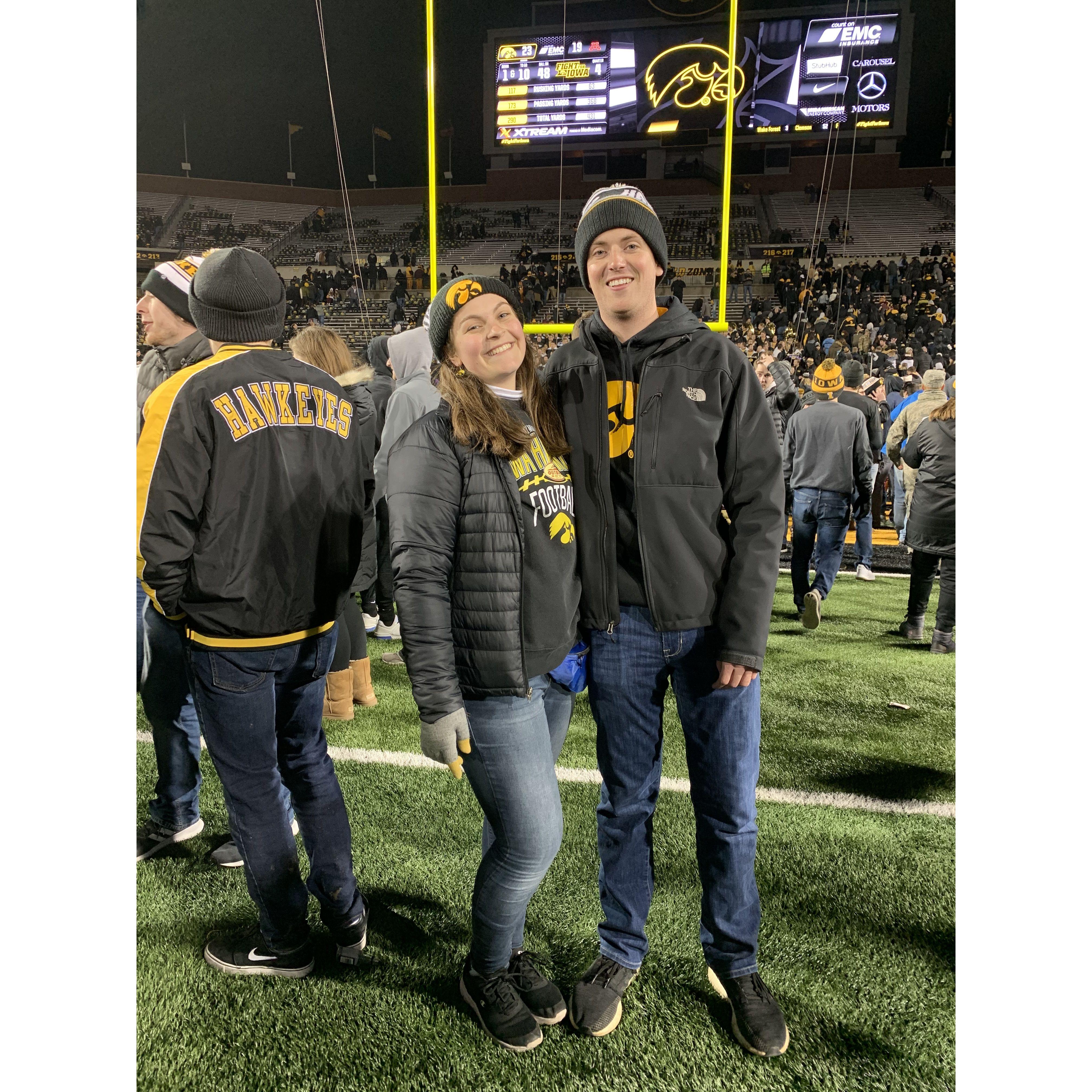 Right after storming the field after Iowa beat undefeated Minnesota