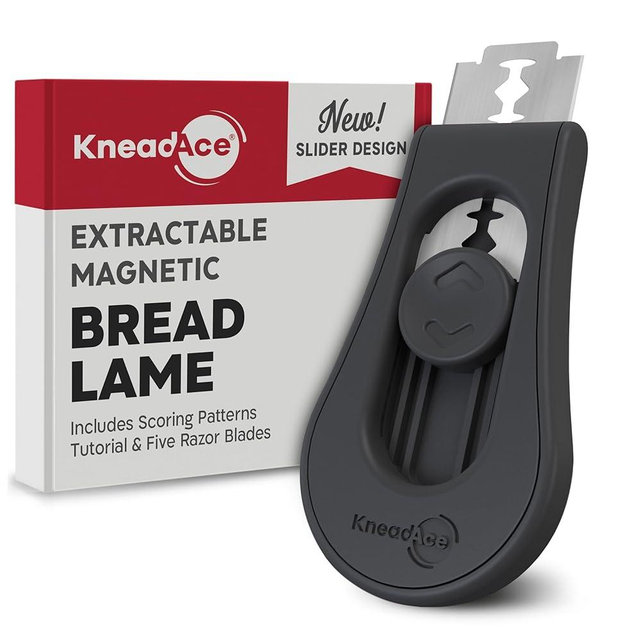 KneadAce Upgraded Extractable & Magnetic Bread Lame Dough Scoring Tool - Professional Sourdough scoring tool for Sourdough Bread baking & Bread Making Tools - Scoring Patterns booklet & 5 Razor Blades