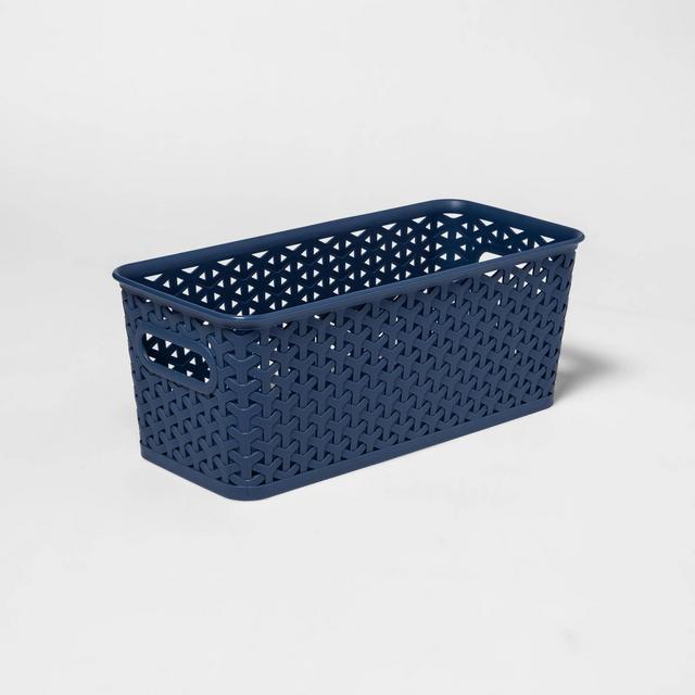 Y-Weave Half Medium Decorative Storage Basket Shallow Blue - Room Essentials™