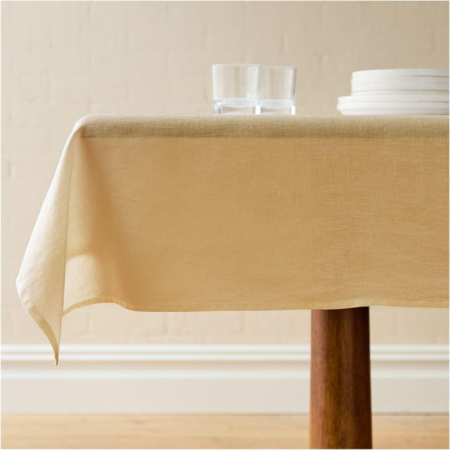 European Linen Tablecloth, Camel, 70x108