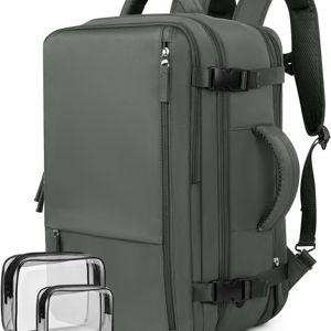 Travel Laptop Backpack Carry On Backpack for Men Women Flight Approved College School Computer Bag for Business Hiking Personal Item Backpack Fits 17.3 Inch Notebook Olive-green