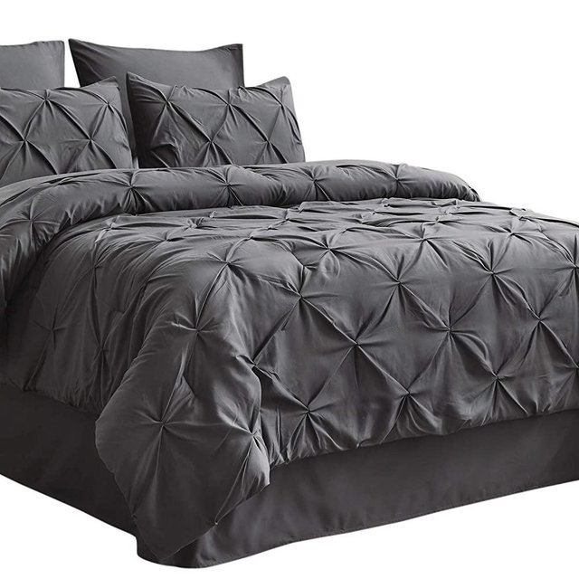 Bedsure California King Comforter Sets 8 Pieces Cal King Comforter Dark Grey - 1 Cali King Comforter (104x96 Inches), 2 Pillow Shams, 1 Flat Sheet, 1 Fitted Sheet, 1 Bed Skirt, 2 Pillowcases