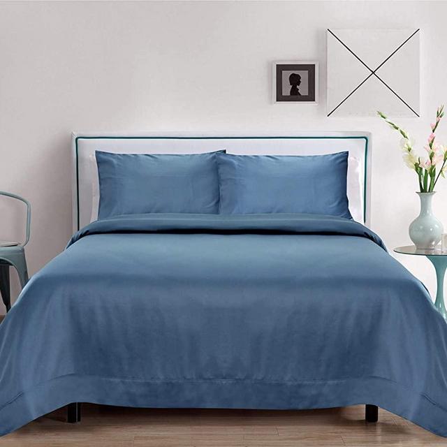 Blue Bamboo Sheets Set 4 PC - 100% Pure, Natural, Organic, Softest, Cooling, Christmas Bedding (King, Bahamas Blue)