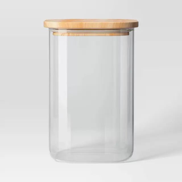 80oz Glass Square Food Storage Canister with Wood Lid - Threshold™