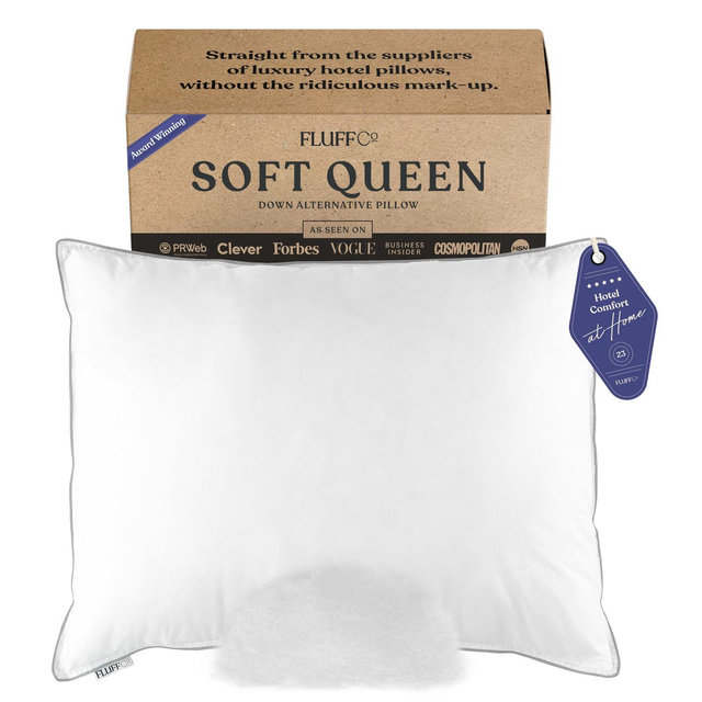 FluffCo Down Alternative Pillow - Standard Soft - White