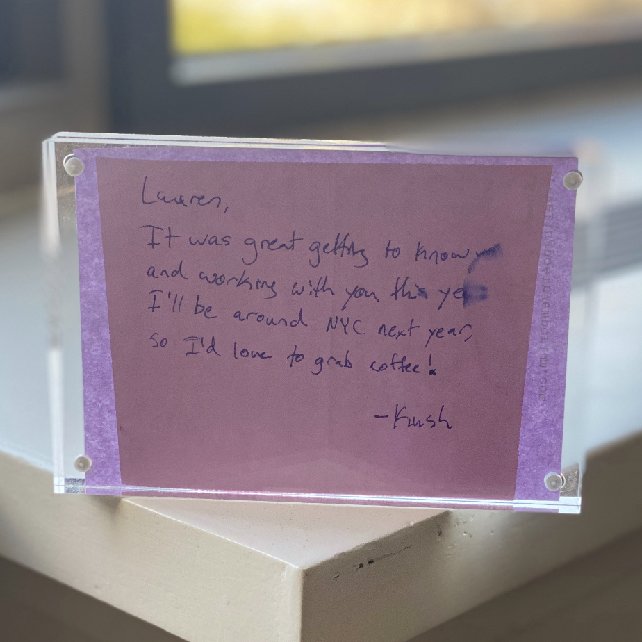 The warm & fuzzy note that started it all.