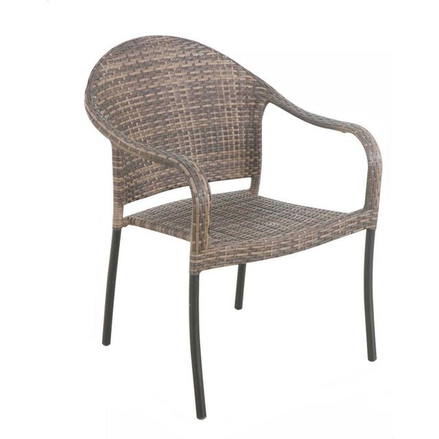 Barrington Wicker Stackable Patio Chairs in Natural Brown (Set of 2)