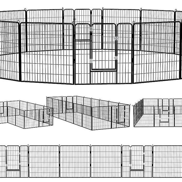 PUKAMI Dog Fence for The Yard, 24 Panels 24/32/40 Height x32 inch Width,Puppy Playpen for Small Medium Dog Portable Dog Playpen Exercise Pen for Indoor Outdoor,Pet Playpen Fence for Yard,RV,Camping