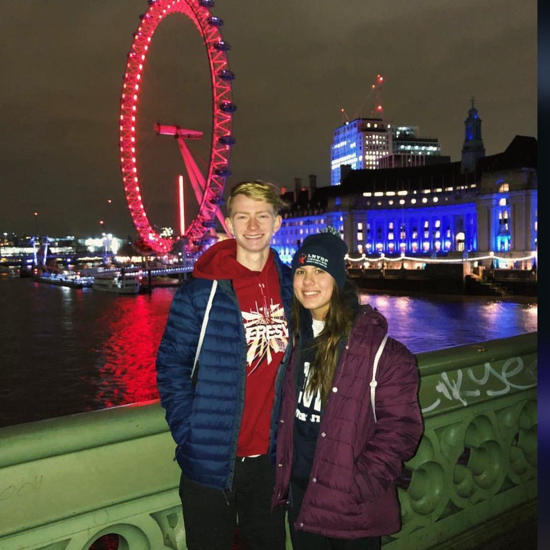 Standing in front of the London Eye in 2018