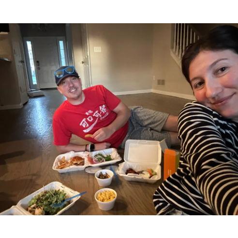 We went from 600 sq ft of apartment living to 2400 sq ft at the end of a cul de sac ... and we enjoyed our 1st meal on the floor, while we waited for our stuff to be delivered from Seattle. -bp