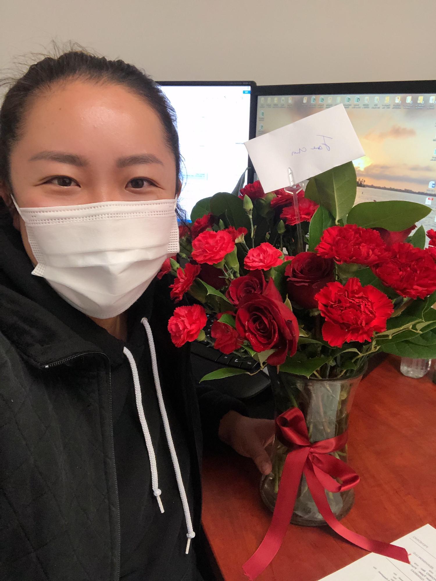 Surprise flowers delivered to Jane's work~