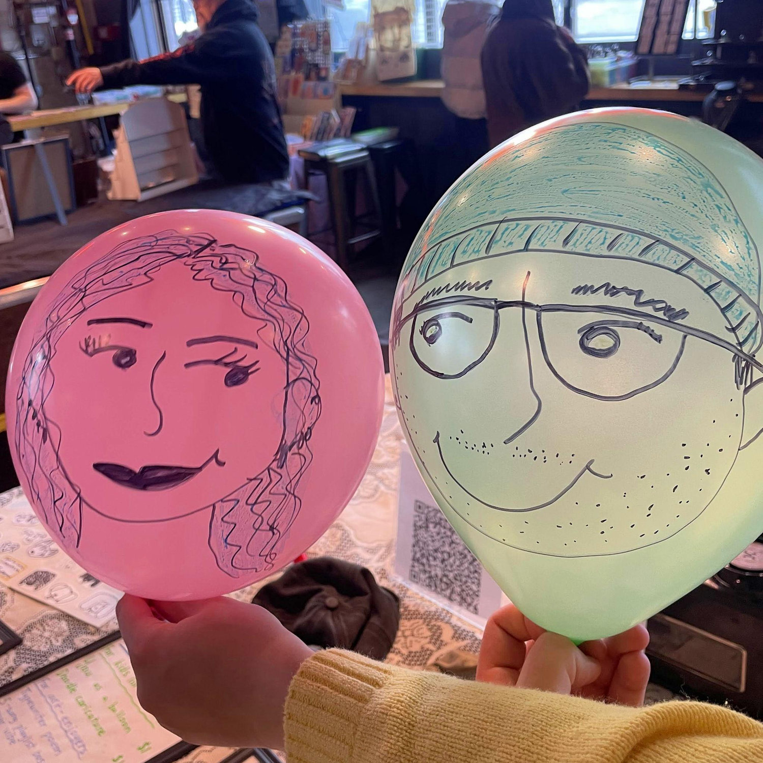 Balloonvin and Balloonna (balloon caricatures by Anna at an art market she was vending for)
