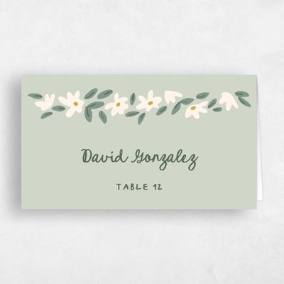 Grassy Sage, Green Wedding Place Card - Marguerite