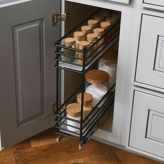 Narrow 2-Tier Sliding Cabinet Organizer