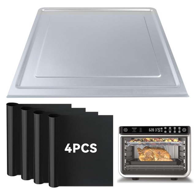 Air Fryer Accessories for Ninja DT201 DT251, 4pcs Black Liners and 1pack Replacement Crumb tray Pan for Ninja DT201