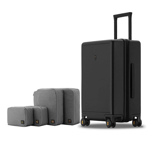 LEVEL8 Elegance Carry On Suitcase, 20 Inch Carry On Luggage with Wheels, Hardside Large Suitcases with Wheels, Tsa Lock,20-Inch, Black